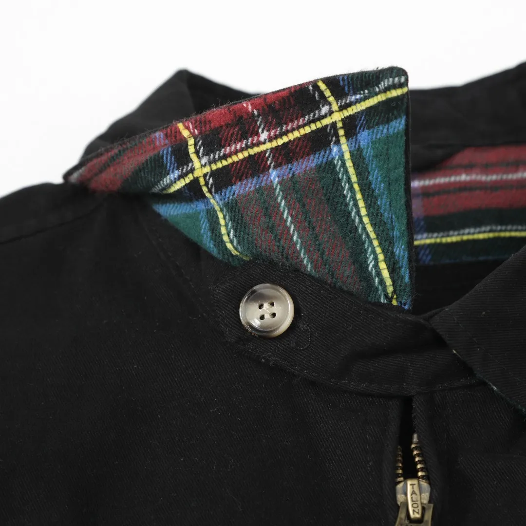 P360 #R43 Ralph Lauren/Ralph Lauren American vintage classic lapel old cadre retro jacket, thickened in autumn and winter, woolen lining, classic design, timeless classic, thick cotton fabric, showing a sense of vintage, collar and cuffs colorful plaid embellishment, looks good on both men and women, comfortable and comfortable, focuses on relaxed retro YYDS, one for each man and woman, an indispensable piece for autumn and winter, the hottest jacket at the moment The 100% cotton twill is thick and thick, and the pure cotton colorful plaid lining is distinguished by digital printing in the market. Exquisite embroidery. The Harrington jacket has a loose fit, is short and fat, and is super versatile. It is clean-fitting and is perfect for men and women!   Color: Khaki Navy Red Black Size: S/M/L/XL Length: 68 70 72 74 Sleeve Length: 63 64 65 66 Shoulder Width: 51 52 53 54 Bust: 126 130 134 138